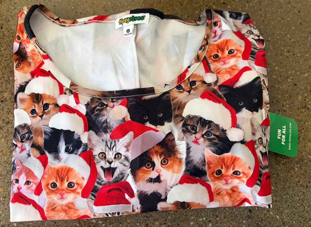 NWT Tipsy Elves Meowy Catmus Holiday Christmas Kitten Cat LS Dress Sz 2X